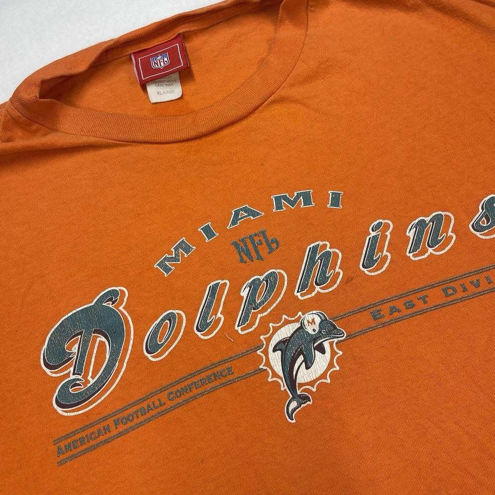 Vintage Miami Dolphins NFL Football T Shirt Mens XL Orange‎ Graphic Tee